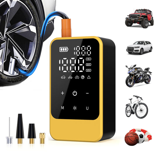 Tire Inflator Portable Air Compressor With Auto-Shutoff, Handheld Air Pump, 150 PSI Cordless Car Tires Pump With Digital Pressure Gauge/LED Light For Cars, Motorcycles, Bikes, Ball - Compact, Rechargeable, And Easy-to-Use Design, Car Accessories