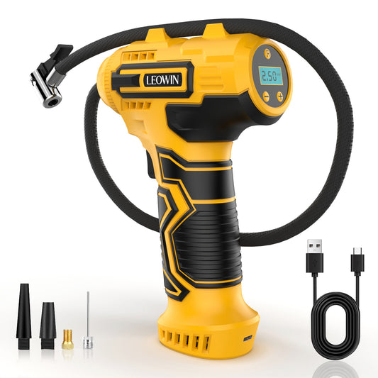 TIre Inflator Portable Air Compressor With Auto-Shutoff, Handheld Air Pump, 150 PSI Cordless Car Tires Pump With Digital Pressure Gauge/LED Light For Cars, Motorcycles, Bikes, Ball - Compact, Rechargeable, And Easy-to-Use Design, Car Accessories