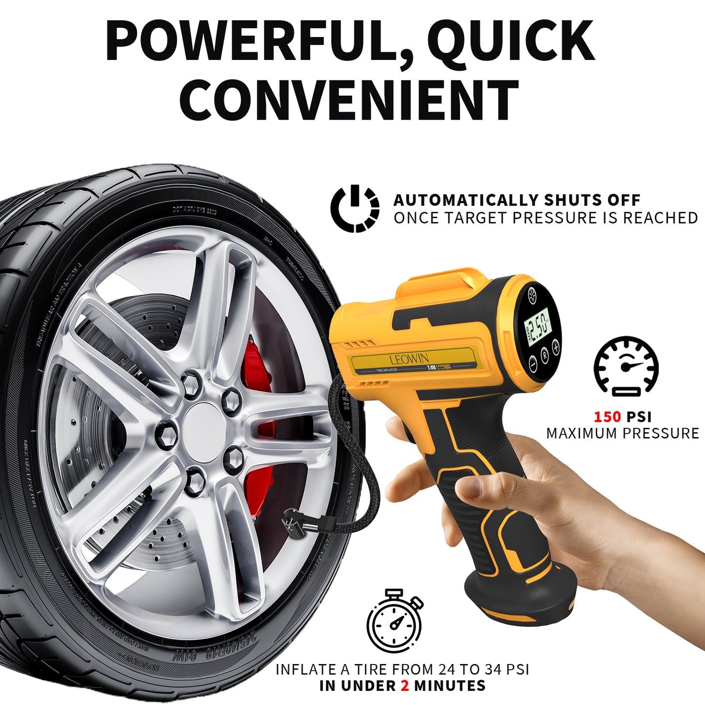Tire Inflator Portable Air Compressor, Cordless Handheld Air Pump with Digital Tire Pressure Gauge