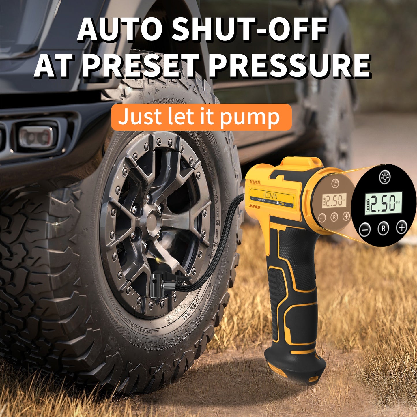Tire Inflator Portable Air Compressor, Cordless Handheld Air Pump with Digital Tire Pressure Gauge